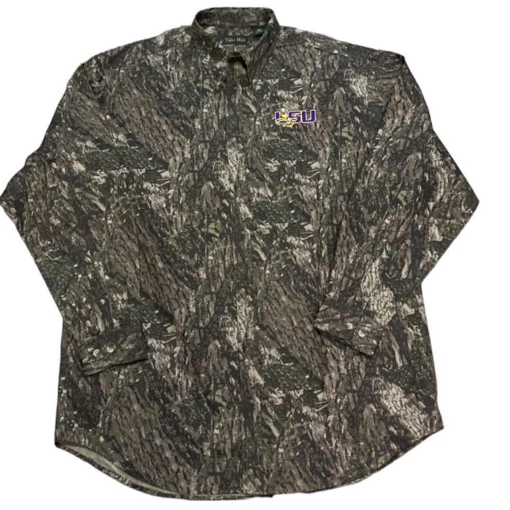 Vintage LSU Tiger Hill Long Sleeve Camouflage Button Down Men’s Plus Size XXL - Picture 5 of 10